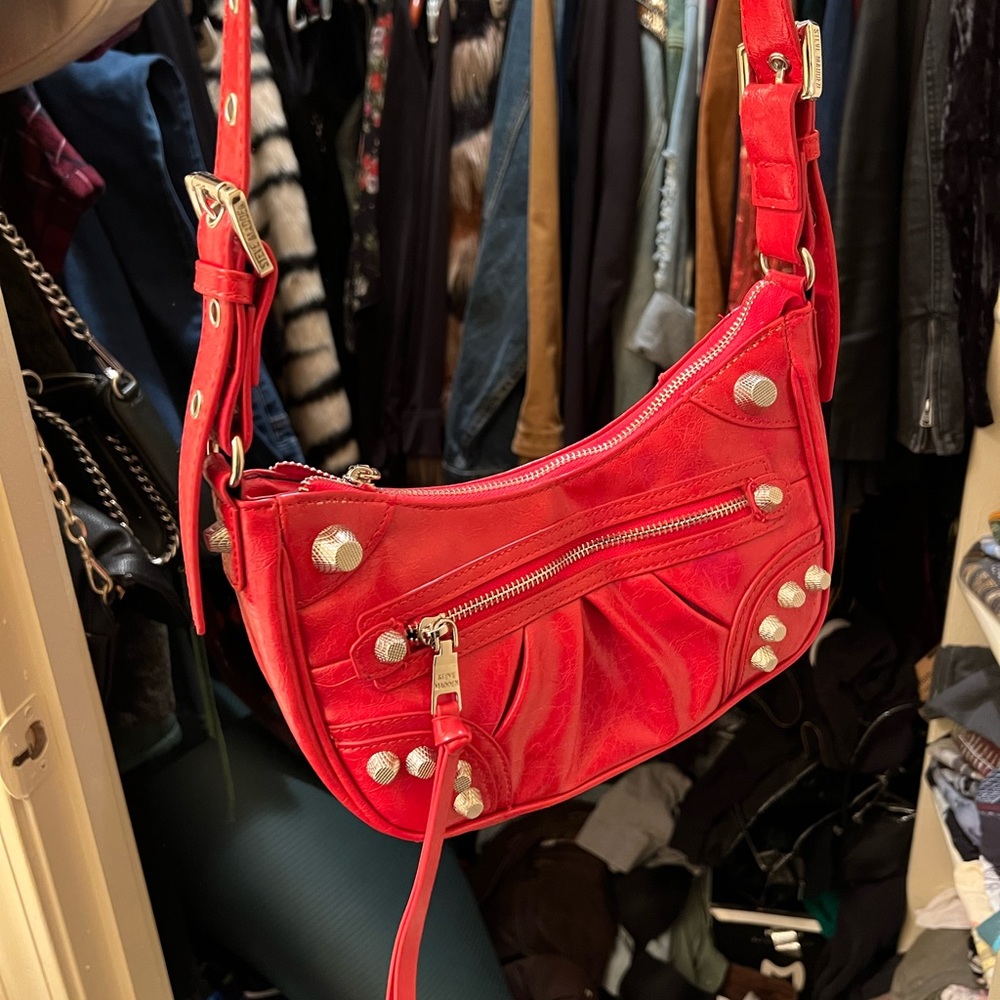 Steve Madden Rhinestone Faux Leather Crossbody Bag Red Women’s Handbag